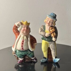 Vtg Old King Cole & Fiddler Nursery Rhyme Ceramic Salt & Pepper Set Japan